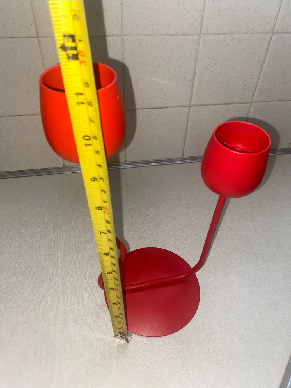 Ikea Silverparon Candlestick/Tealight Holder Bright Red Aluminum/Steel